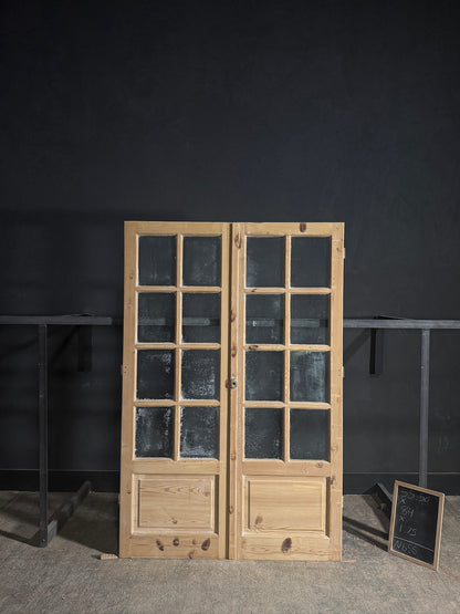 Antique Glass 8 Lite French Doors - 55.5x84 - N655