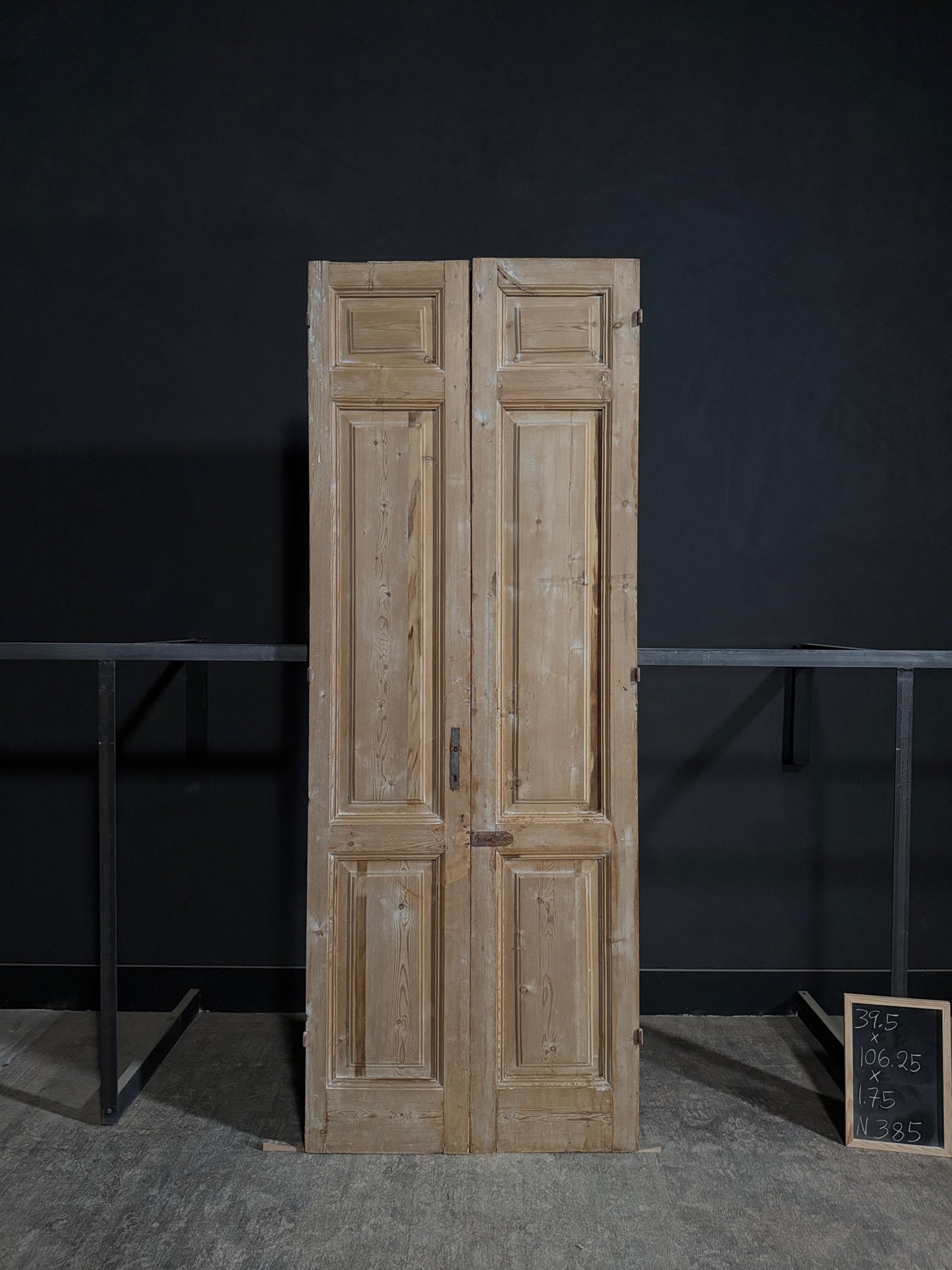 Antique 3 Panel Solid Double Doors - 39.5x106.25 - N385