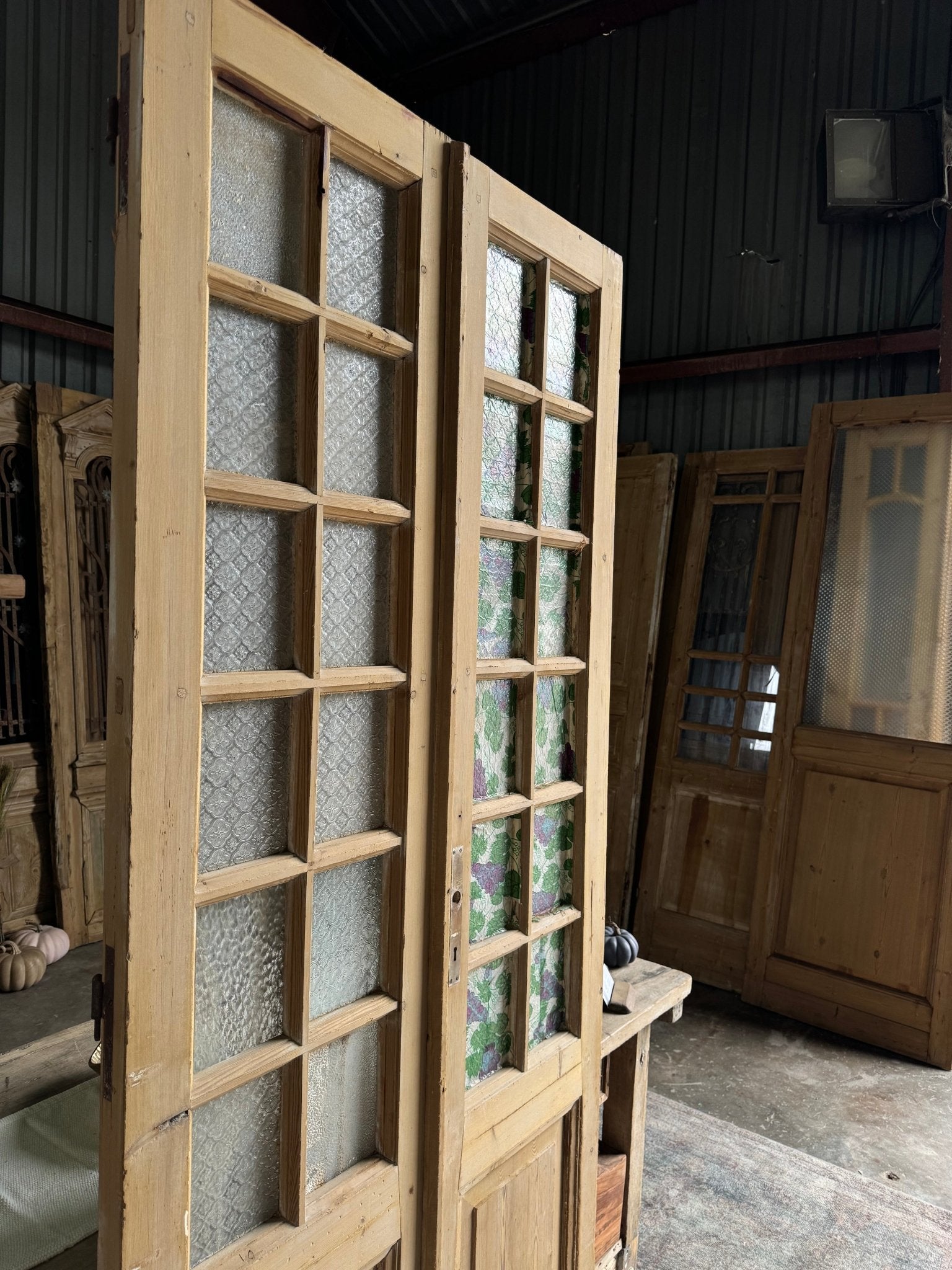 12 Lite Antique Glass French Doors - 38.5x89.5 E235 - Magnolia Antique Door Co.