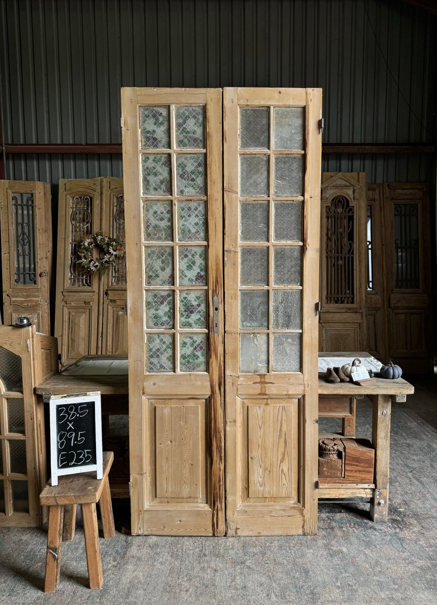 12 Lite Antique Glass French Doors - 38.5x89.5 E235 - Magnolia Antique Door Co.