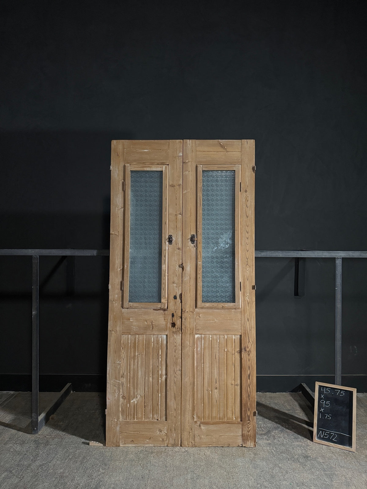 Antique Obscured Glass 1 Lite French Doors - 45.75x95 - N572