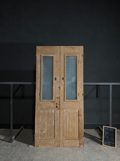 Antique Obscured Glass 1 Lite French Doors - 45.75x95 - N572
