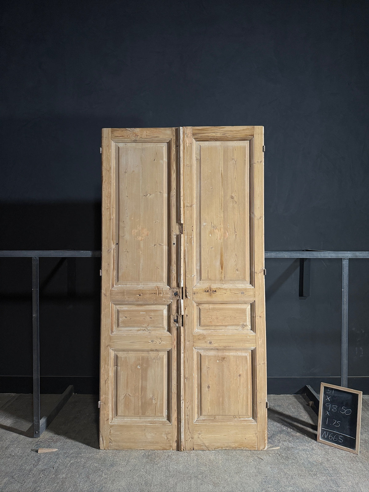 Antique 3 Panel Solid Double Doors - 51x98.5 - N665