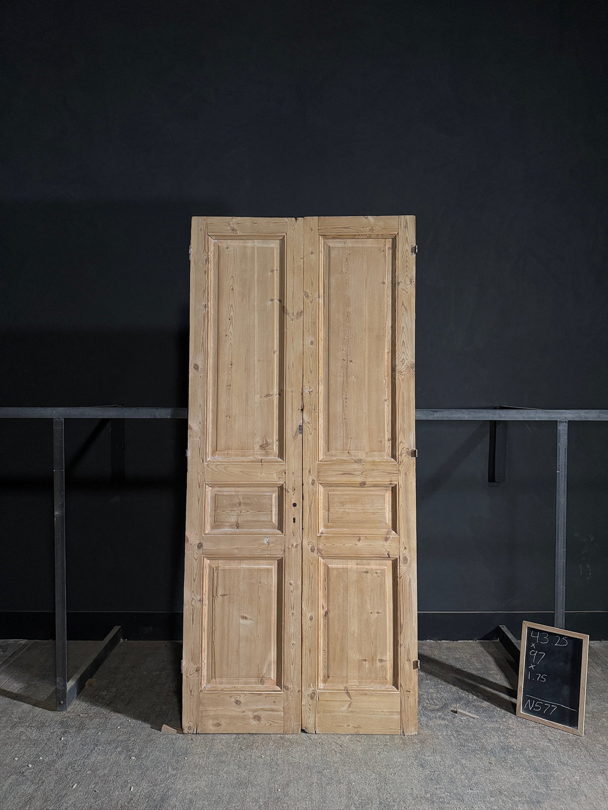 Antique 3 Panel Solid Double Doors - 43.25x97 - N577
