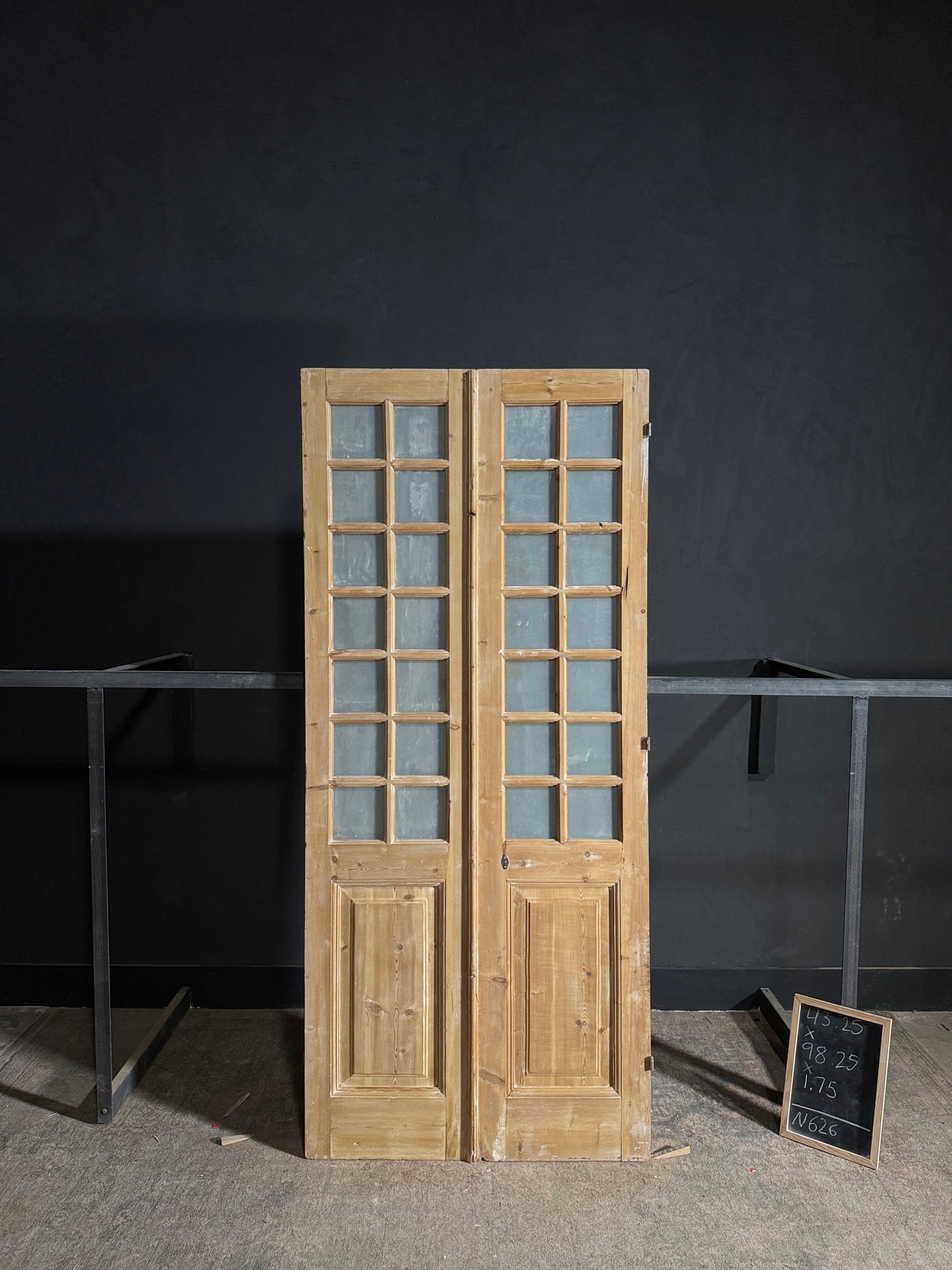 Antique Glass 16 Lite French Doors - 43.25x98.25 - N626