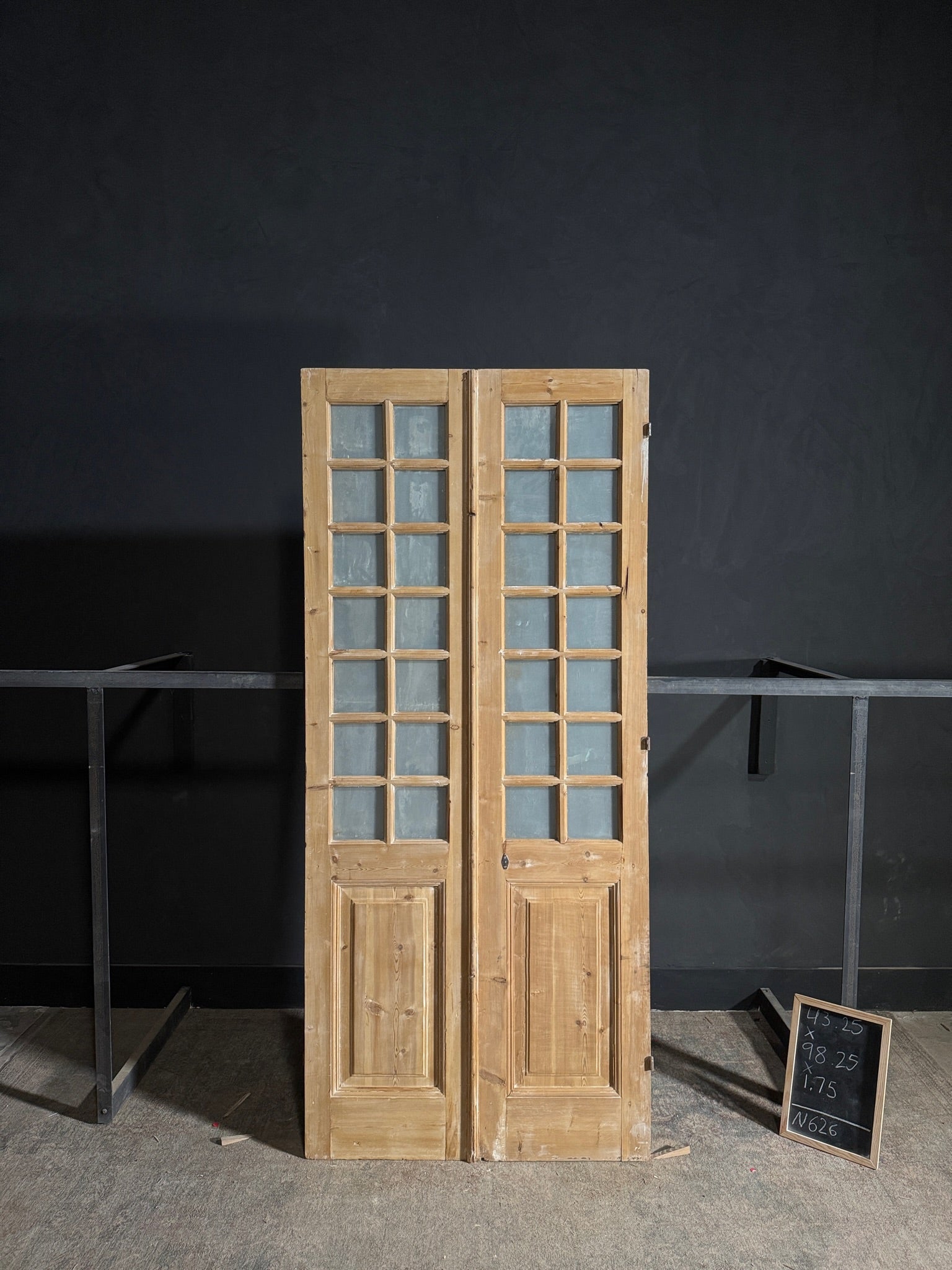 Antique Glass 16 Lite French Doors - 43.25x98.25 - N626