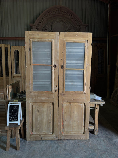 Horizontal Pattern Antique Iron French Doors - 51.25x85.5 J52