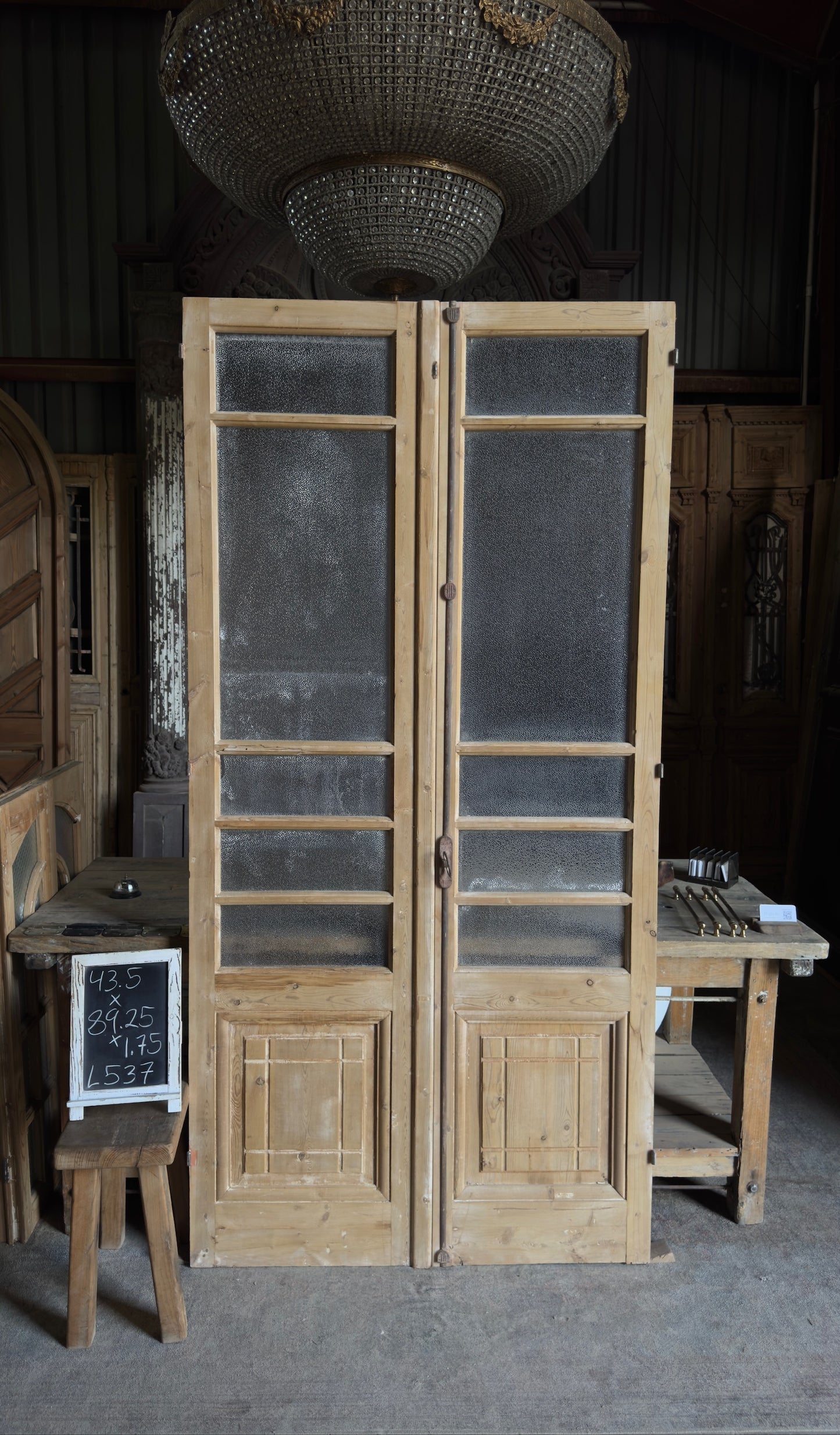 Antique Obscured Glass 10 Lite French Doors - 43.5x89.25 - L537