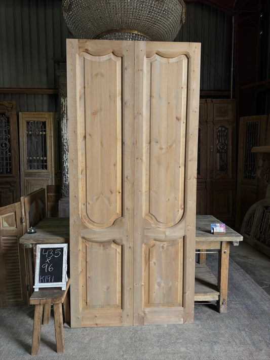 (Pierre) Handcrafted Solid Wood French Doors - 43.5x96 K191