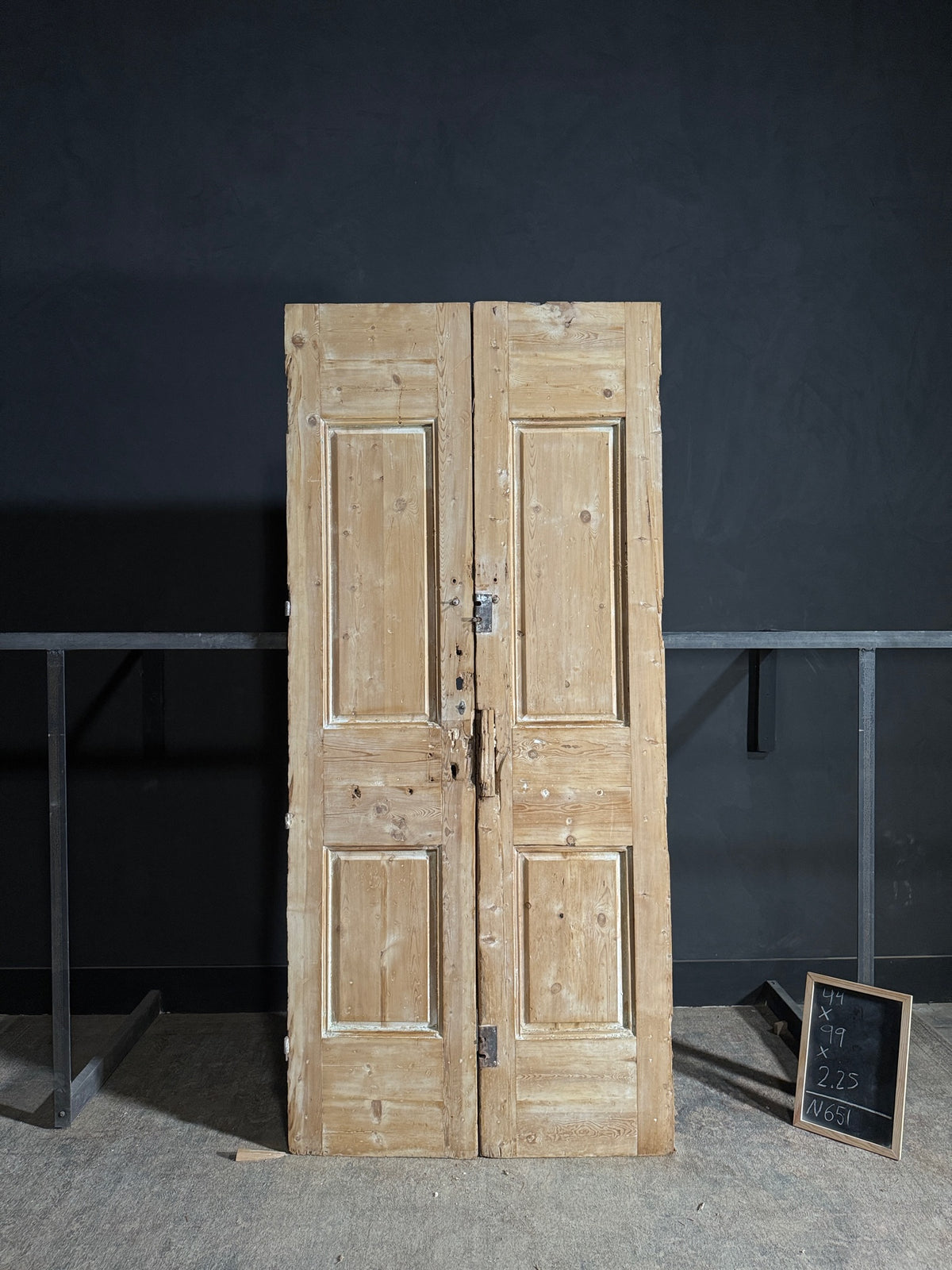 Antique Carved 4 Panel Double Doors - 44x99 - N651