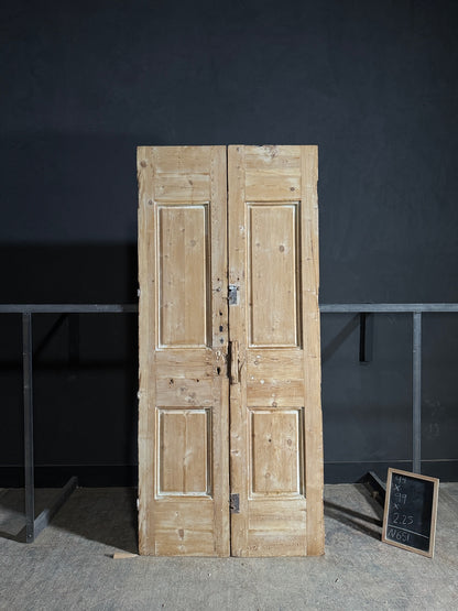 Antique Carved 4 Panel Double Doors - 44x99 - N651
