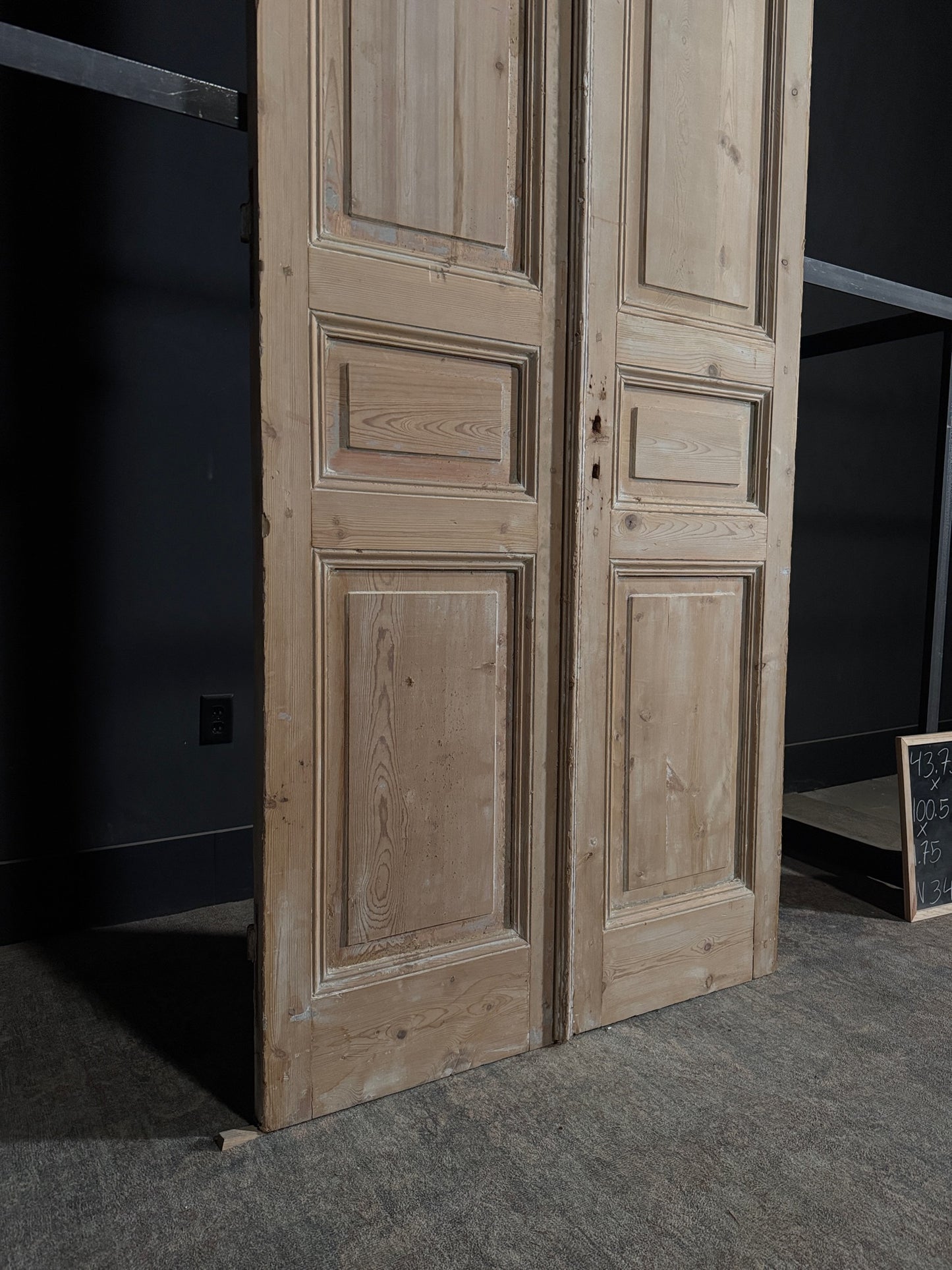 Antique 3 Panel Solid Double Doors - 43.75x100.5 - N346