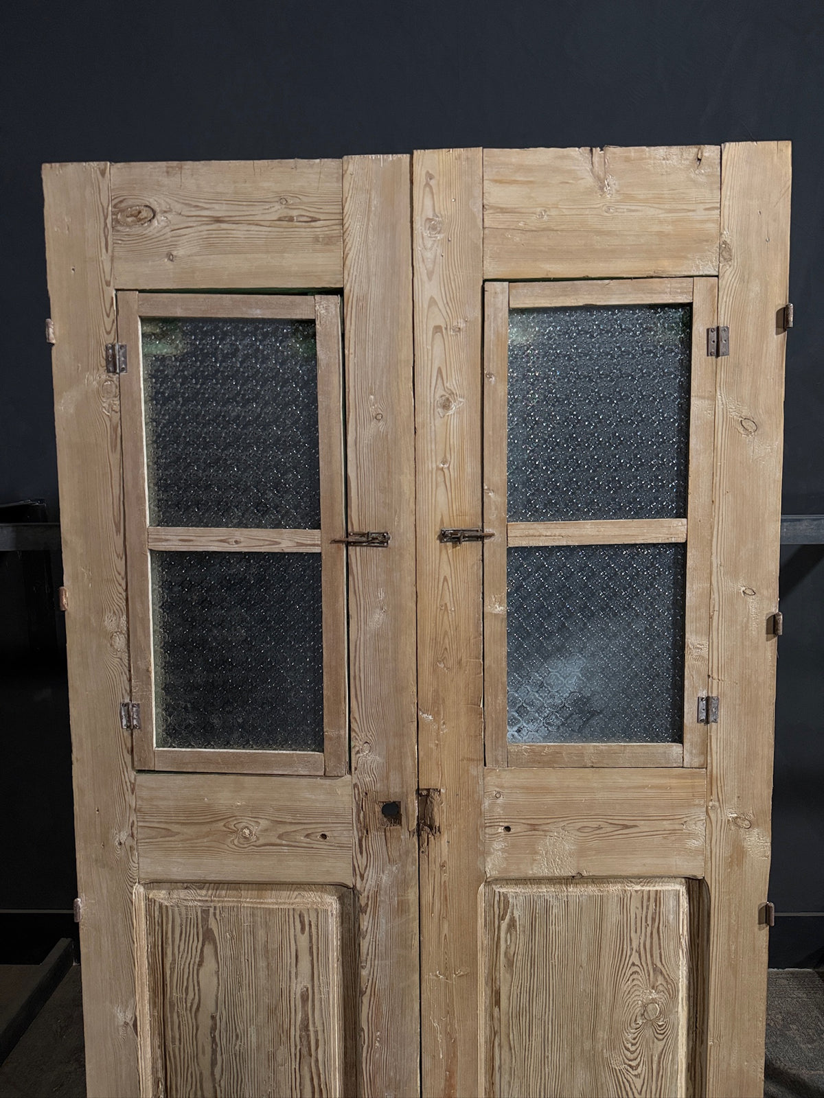 Antique Architectural Textured Glass French Doors - 51.75x85 - N752
