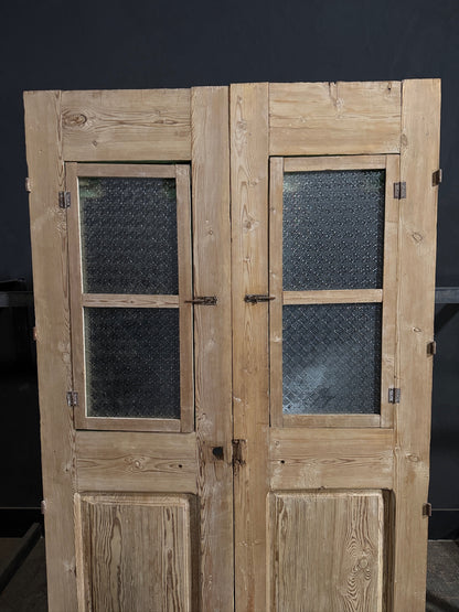 Antique Architectural Textured Glass French Doors - 51.75x85 - N752