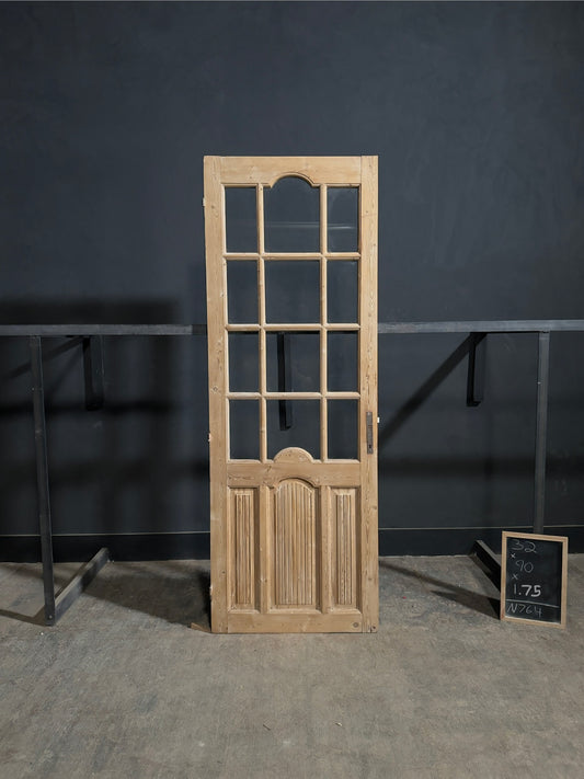 Antique Fluted Panel Glass Pantry Door - 32x90 - N764