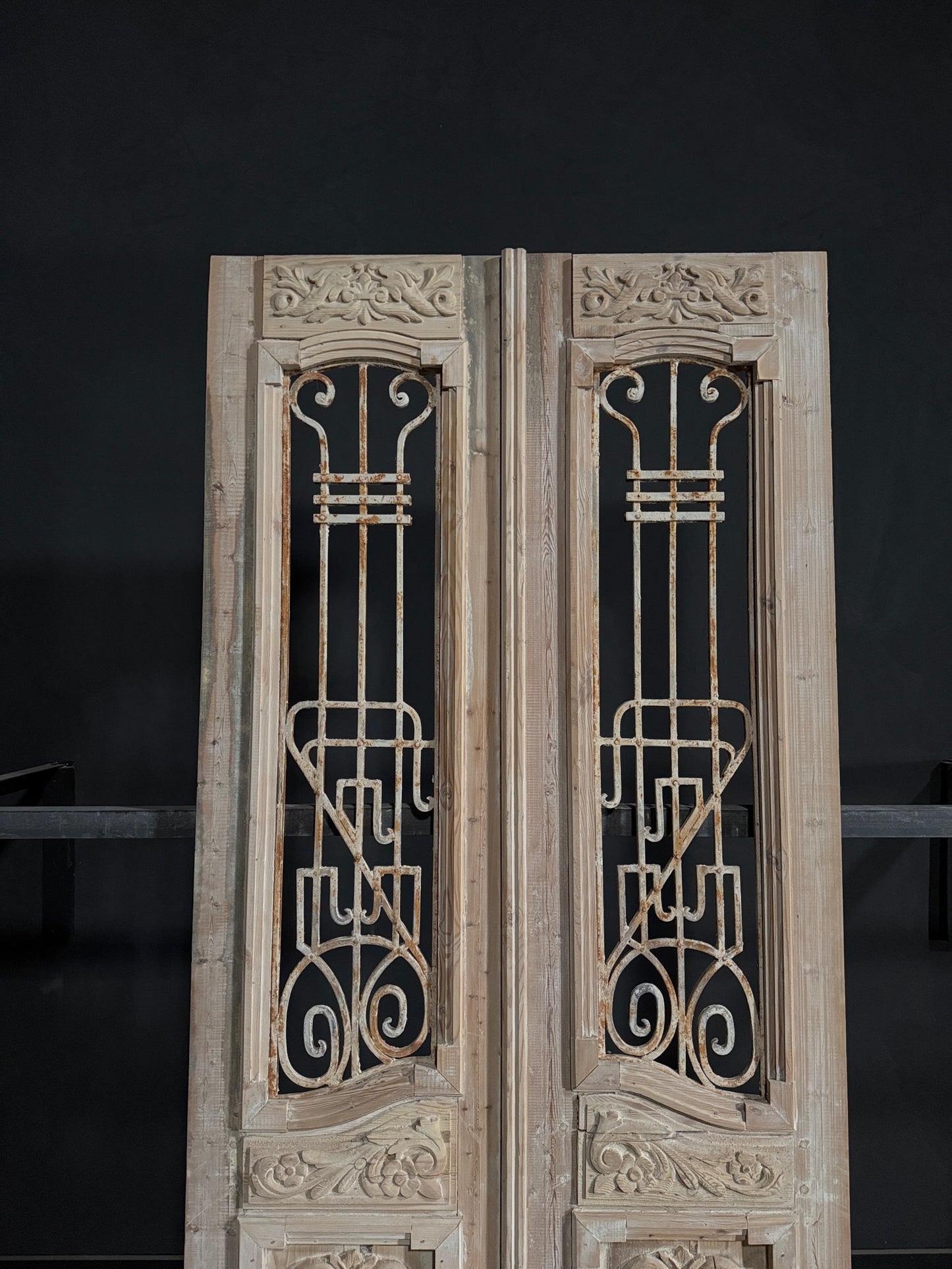 Antique Carved Iron French Doors - 44.5x99.5 - N272