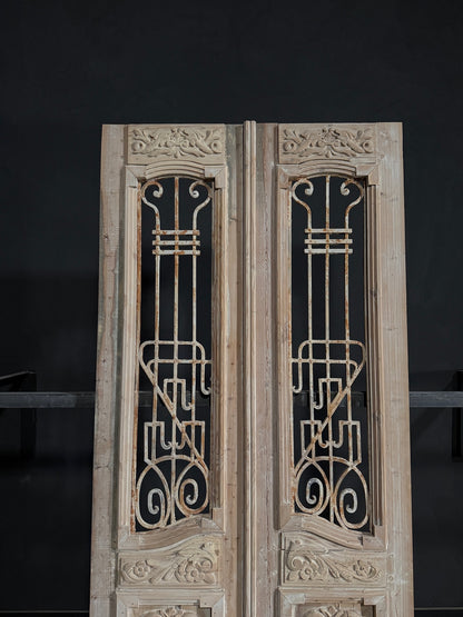 Antique Carved Iron French Doors - 44.5x99.5 - N272