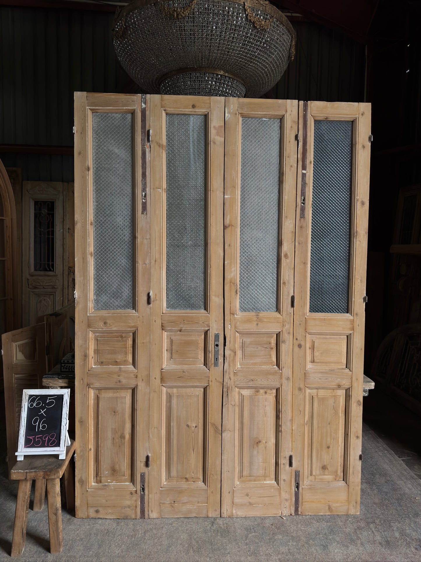 Antique Bi-Fold French Glass Doors - 66.5x96 J598