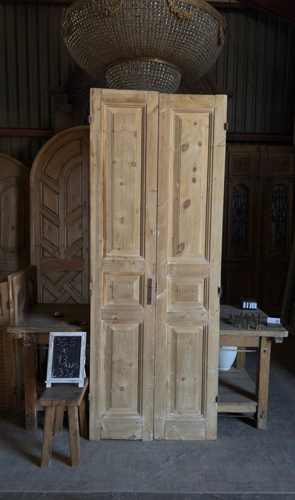 3 Panel Antique Solid French Doors - 35.5x93 - L338