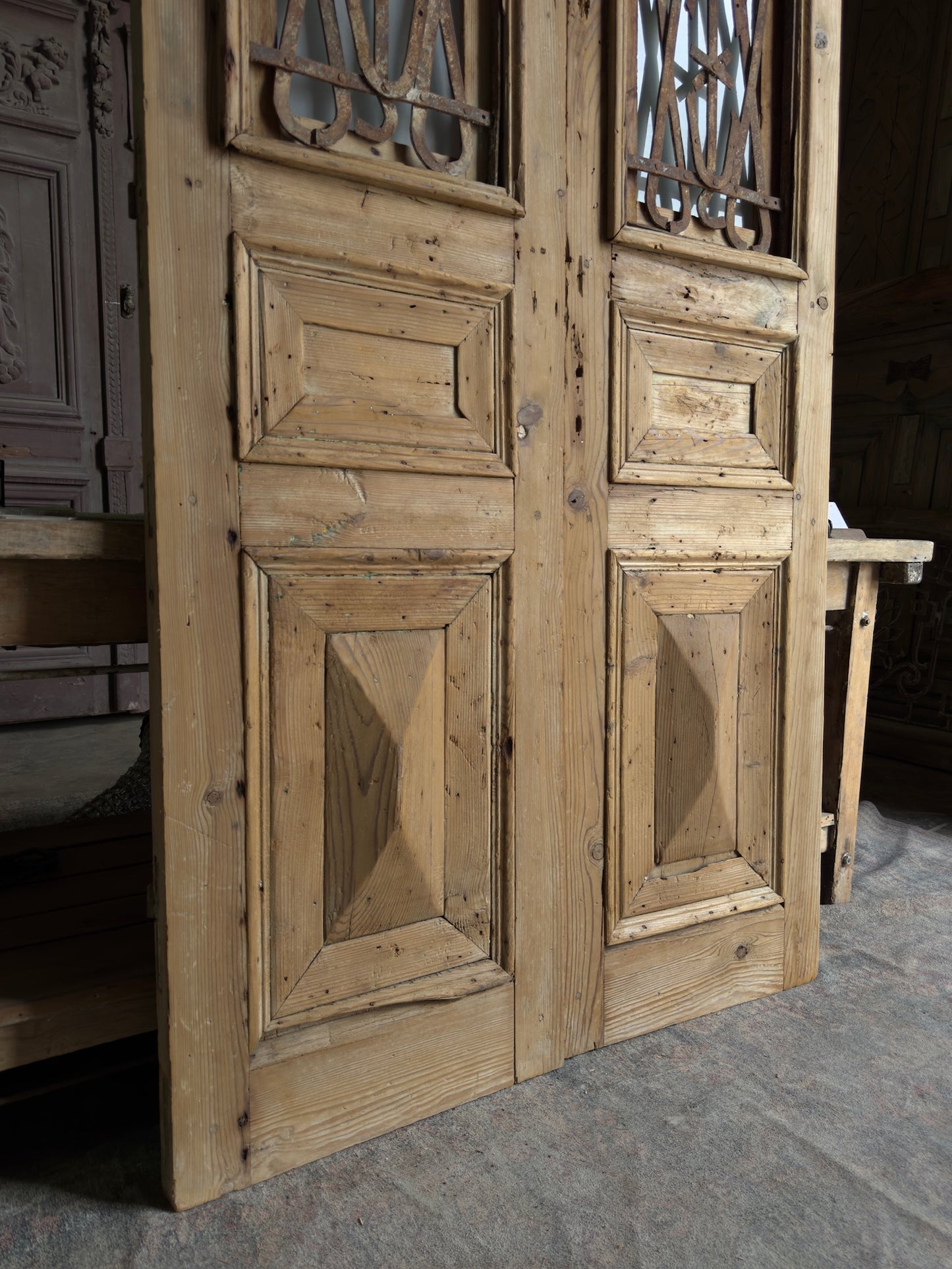 4 Panel Antique Iron French Doors - 44x88 J45