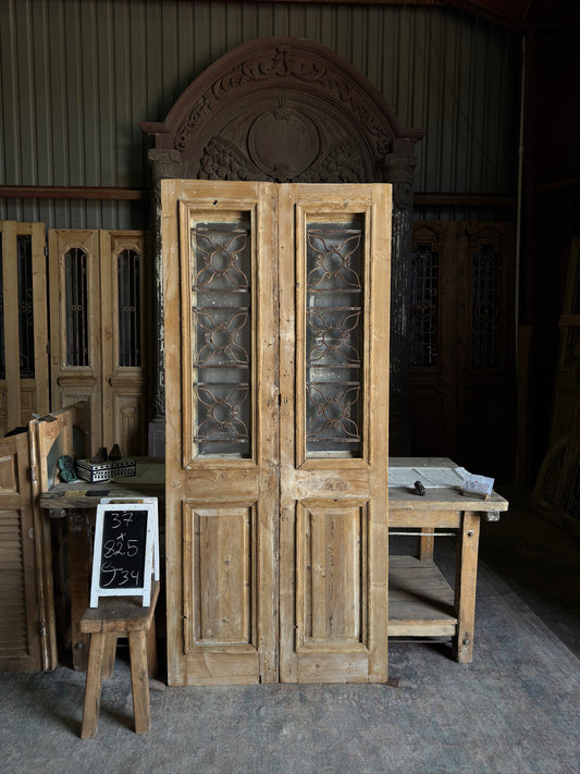 Elegant Antique Iron French Doors - 37x82.5 J34