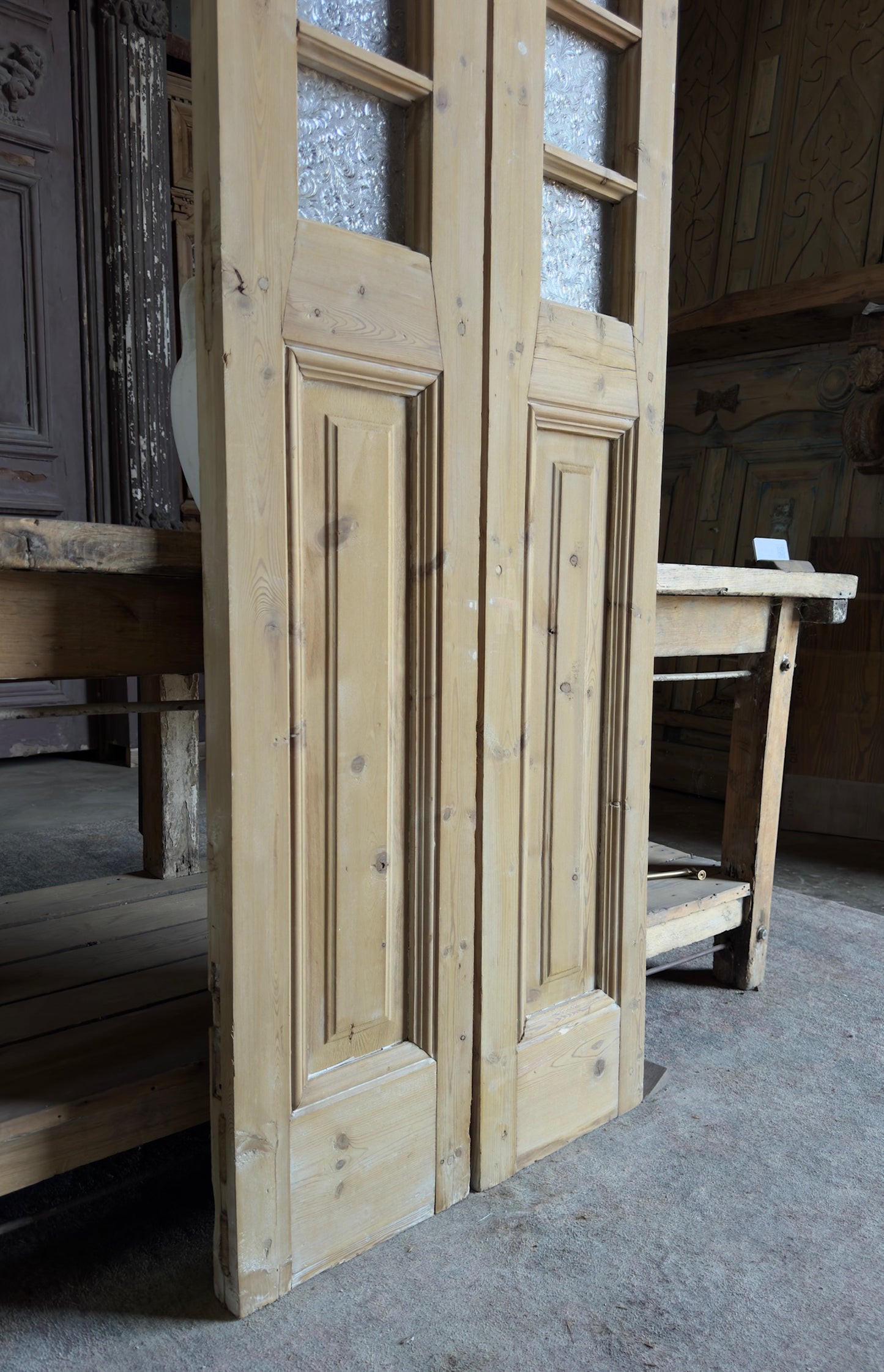 Narrow 14 Lite Antique Glass Panels - 26x93.5 K489