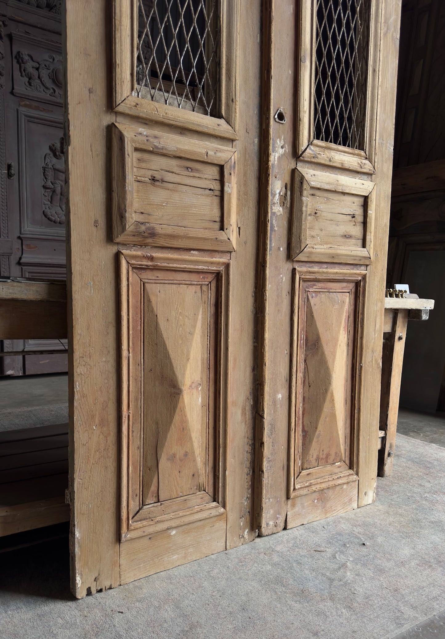 Antique Iron Arched Lite French Doors - 46x101.5 - L565