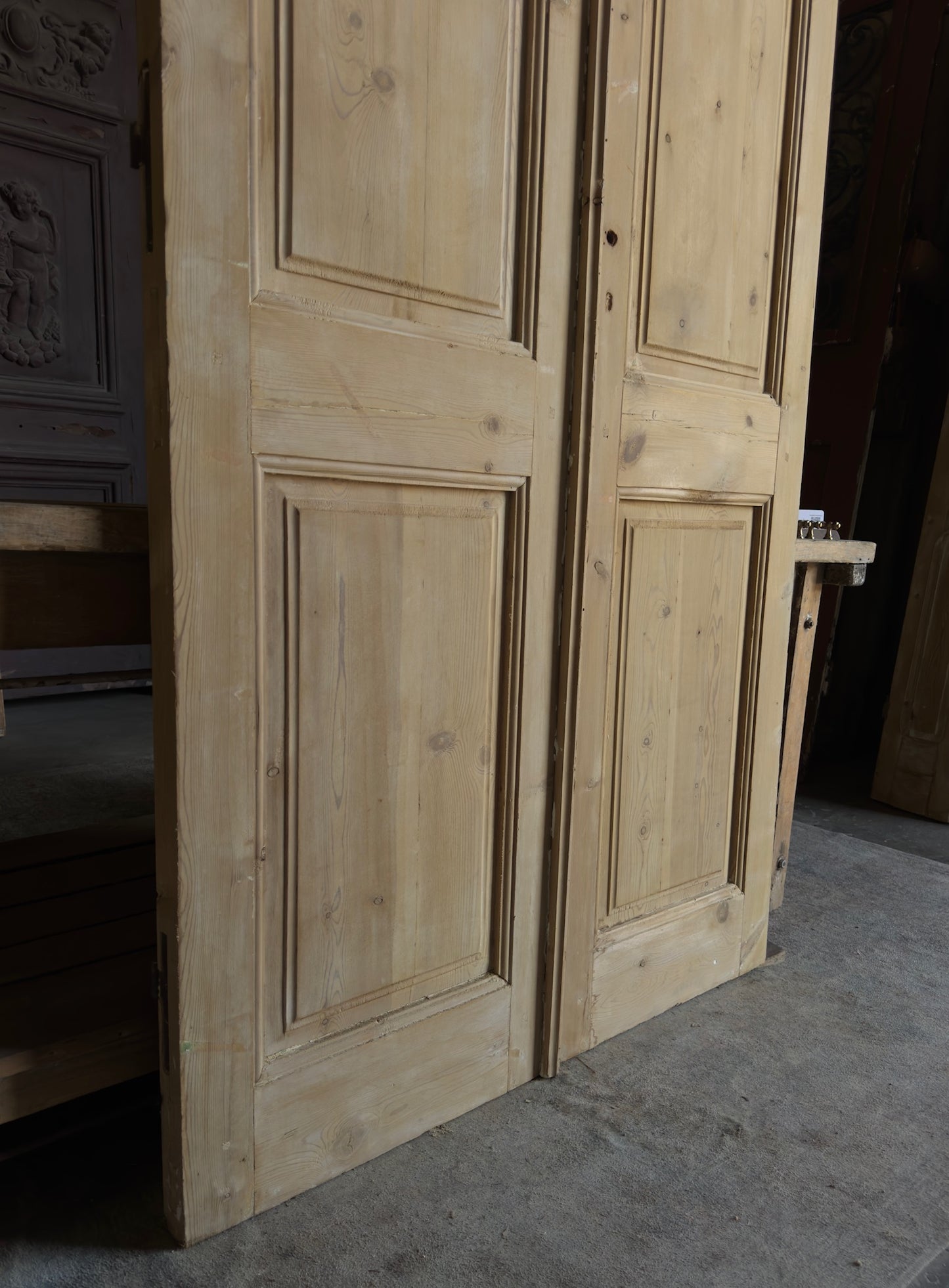 2 Panel Antique Solid French Doors - 45x87.5 - L388