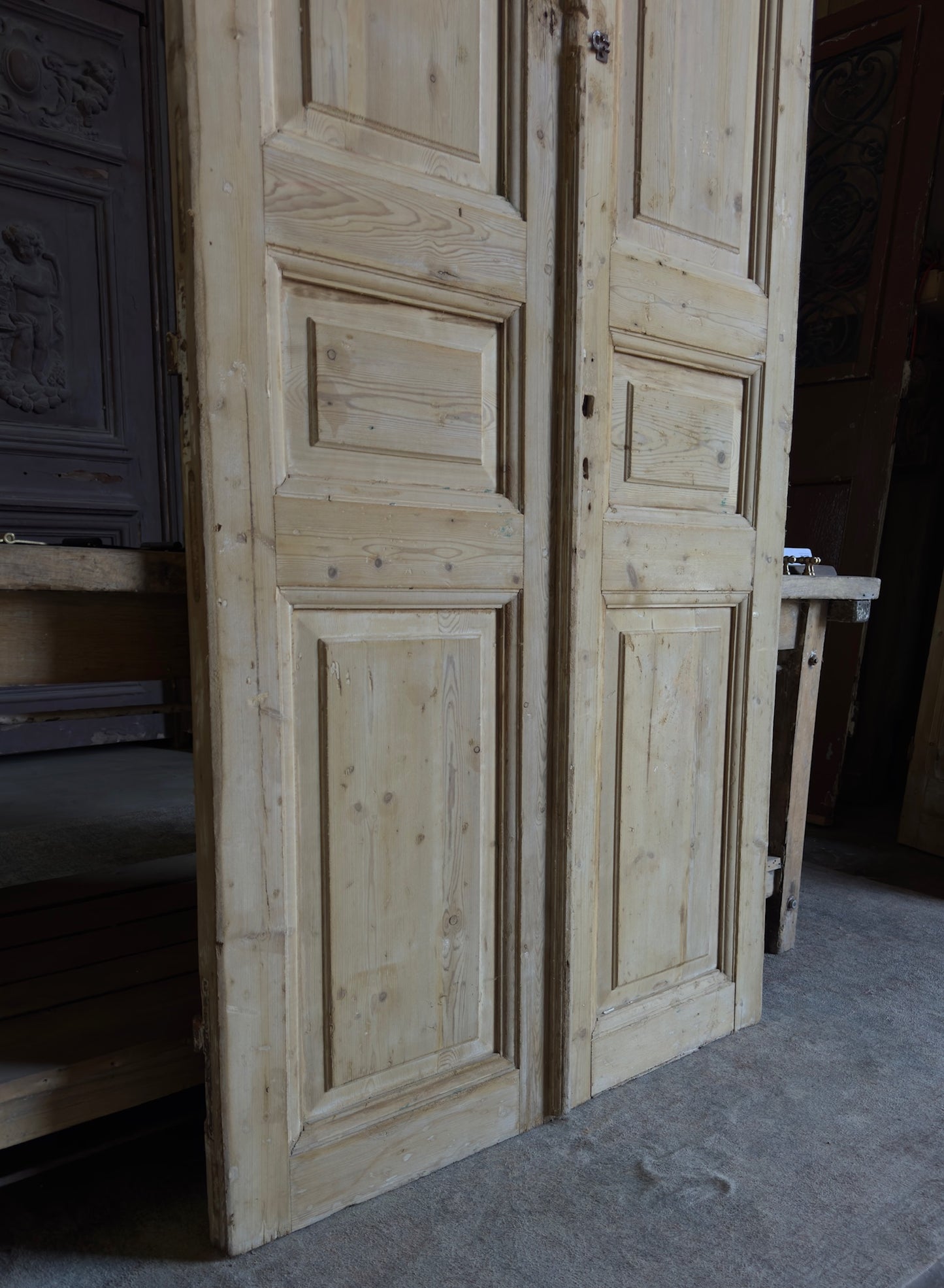 3 Panel Antique Solid French Doors - 40x101 - L333