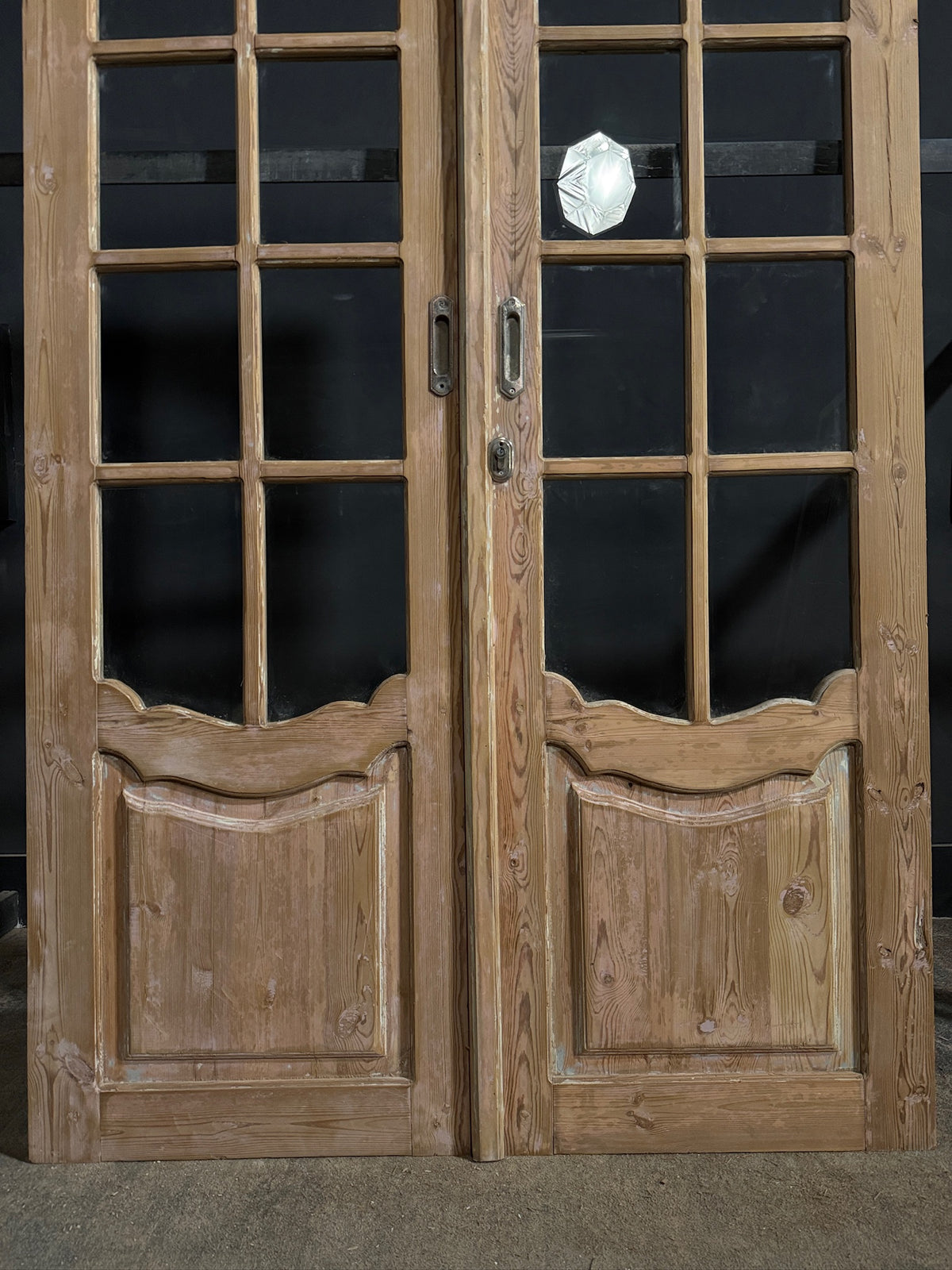 Antique Raised Panel Glass French Doors - 53x84.5 - N779