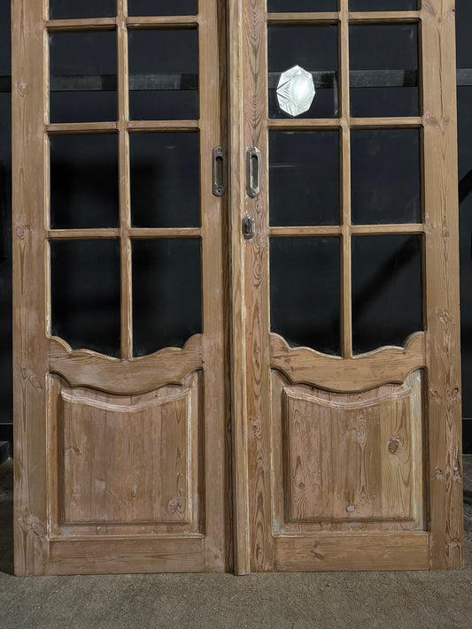 Antique Raised Panel Glass French Doors - 53x84.5 - N779
