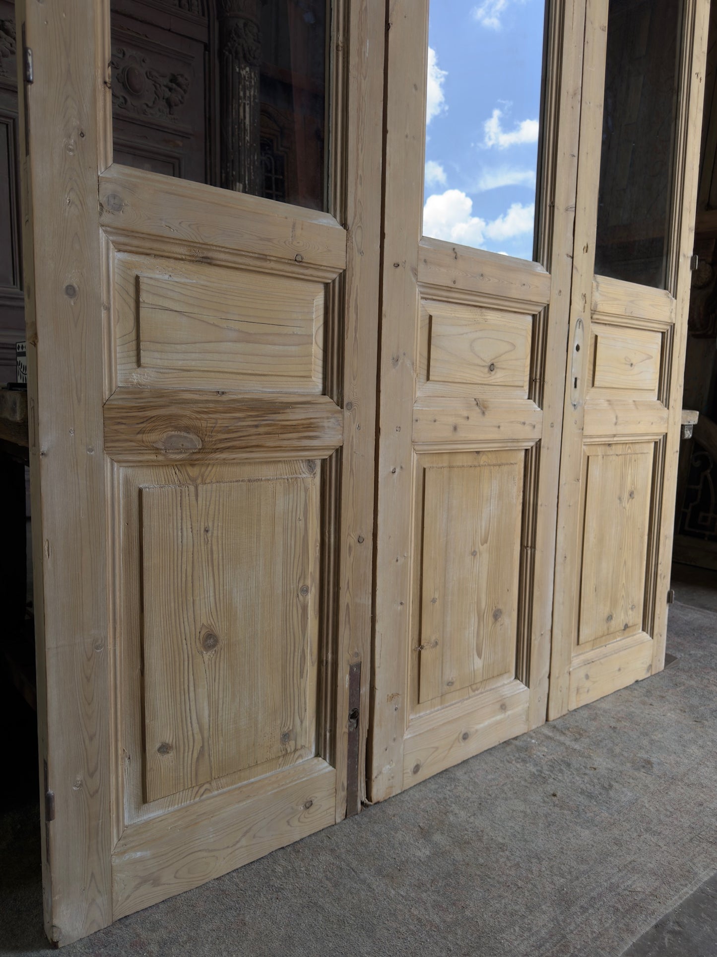 3 Panel Tri-Fold Antique Glass Doors - 69x93 K91