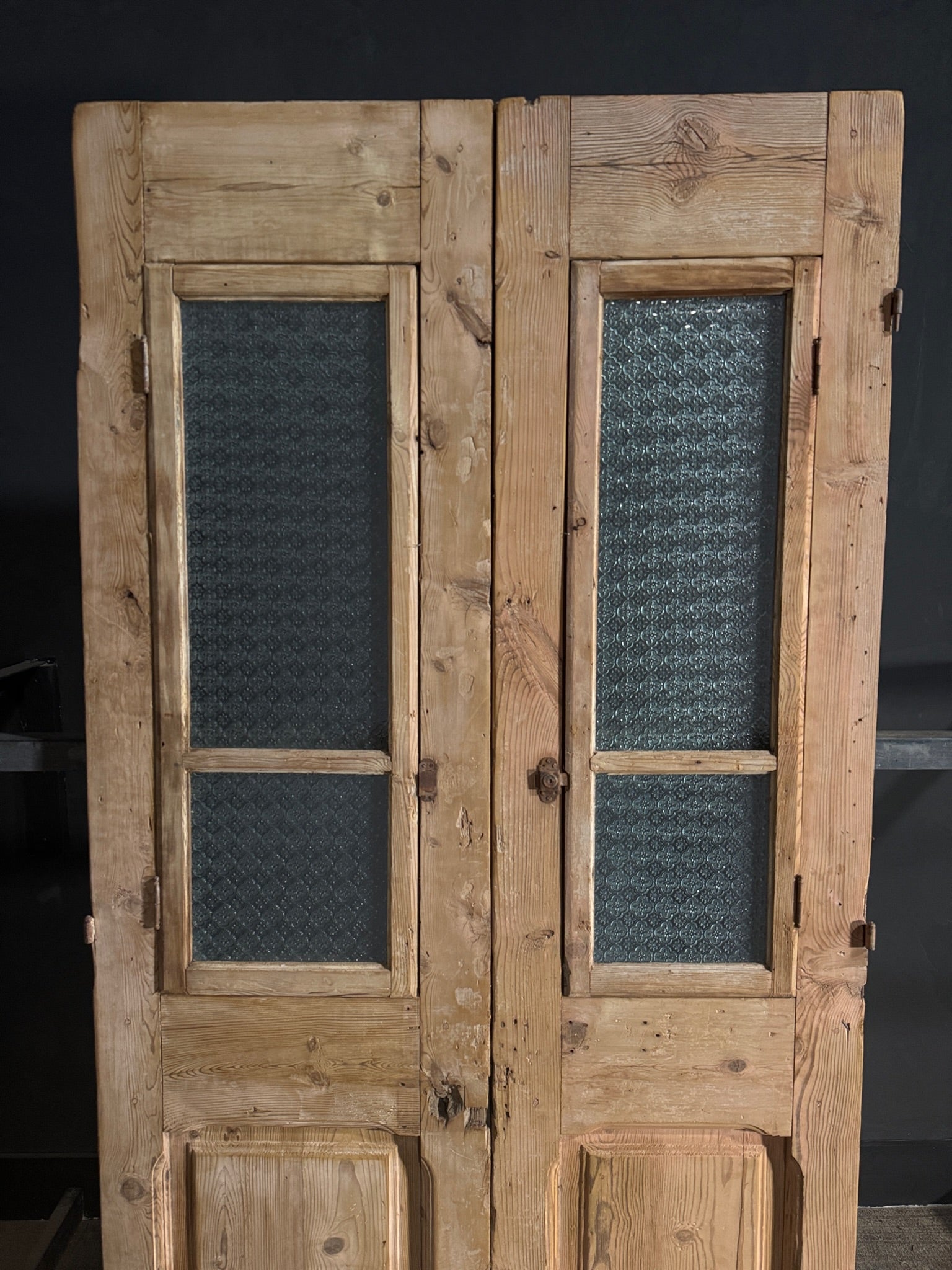 Antique Carved 2 Lite French Doors - 47.25x96 - N612