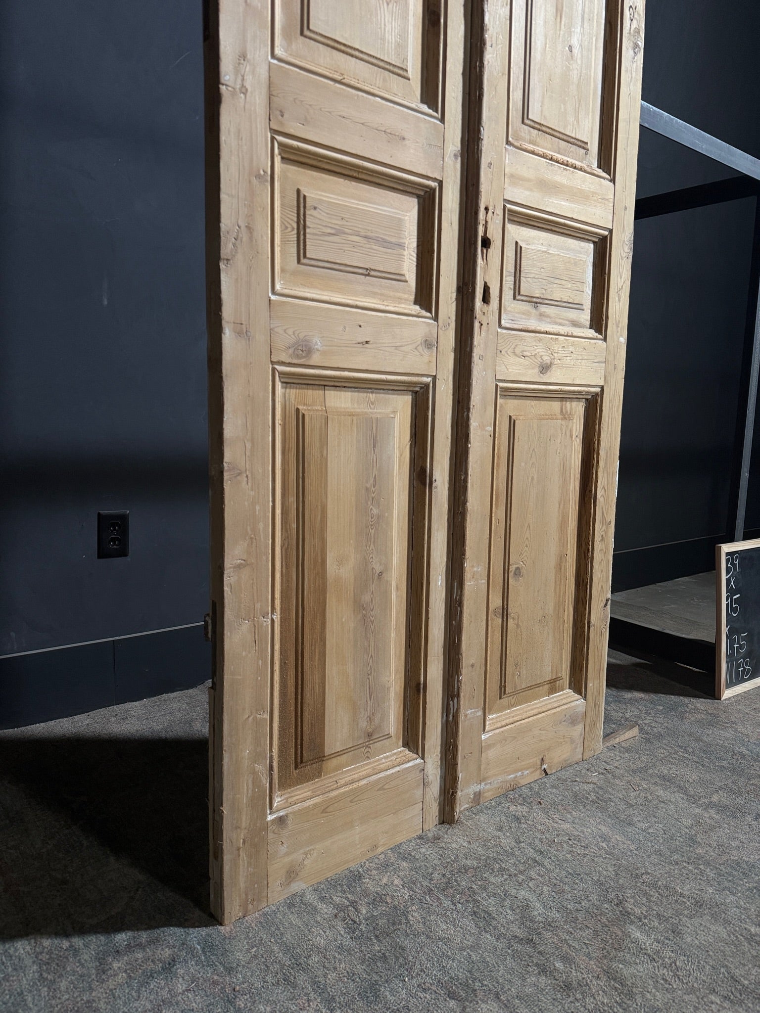 Antique 3 Panel Solid Double Doors - 39x95 - N178