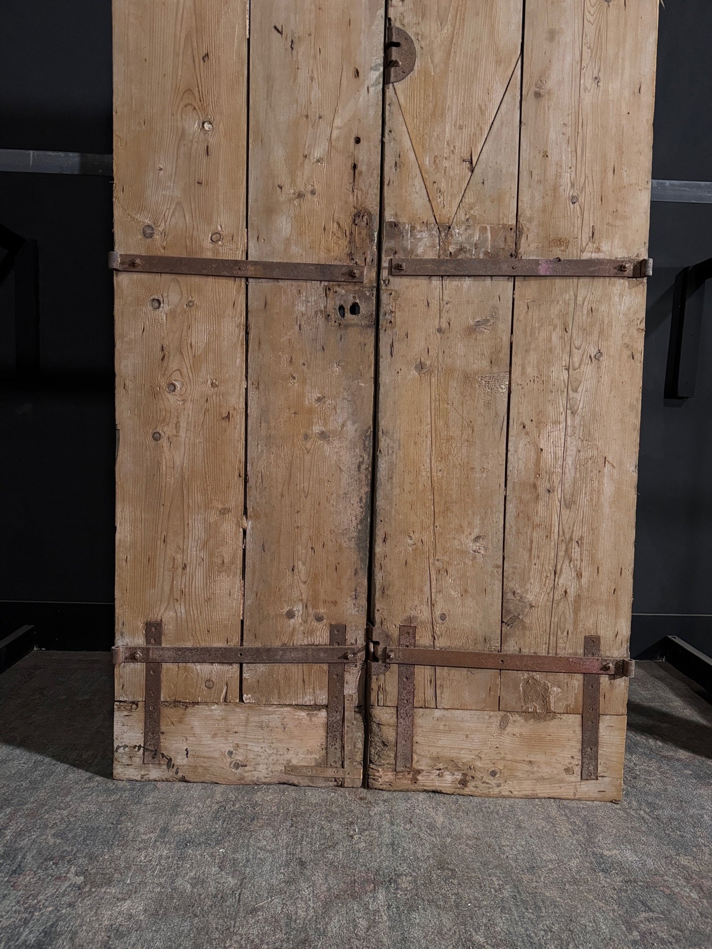 Antique Carved 4 Panel Double Doors - 49.5x98 - N116