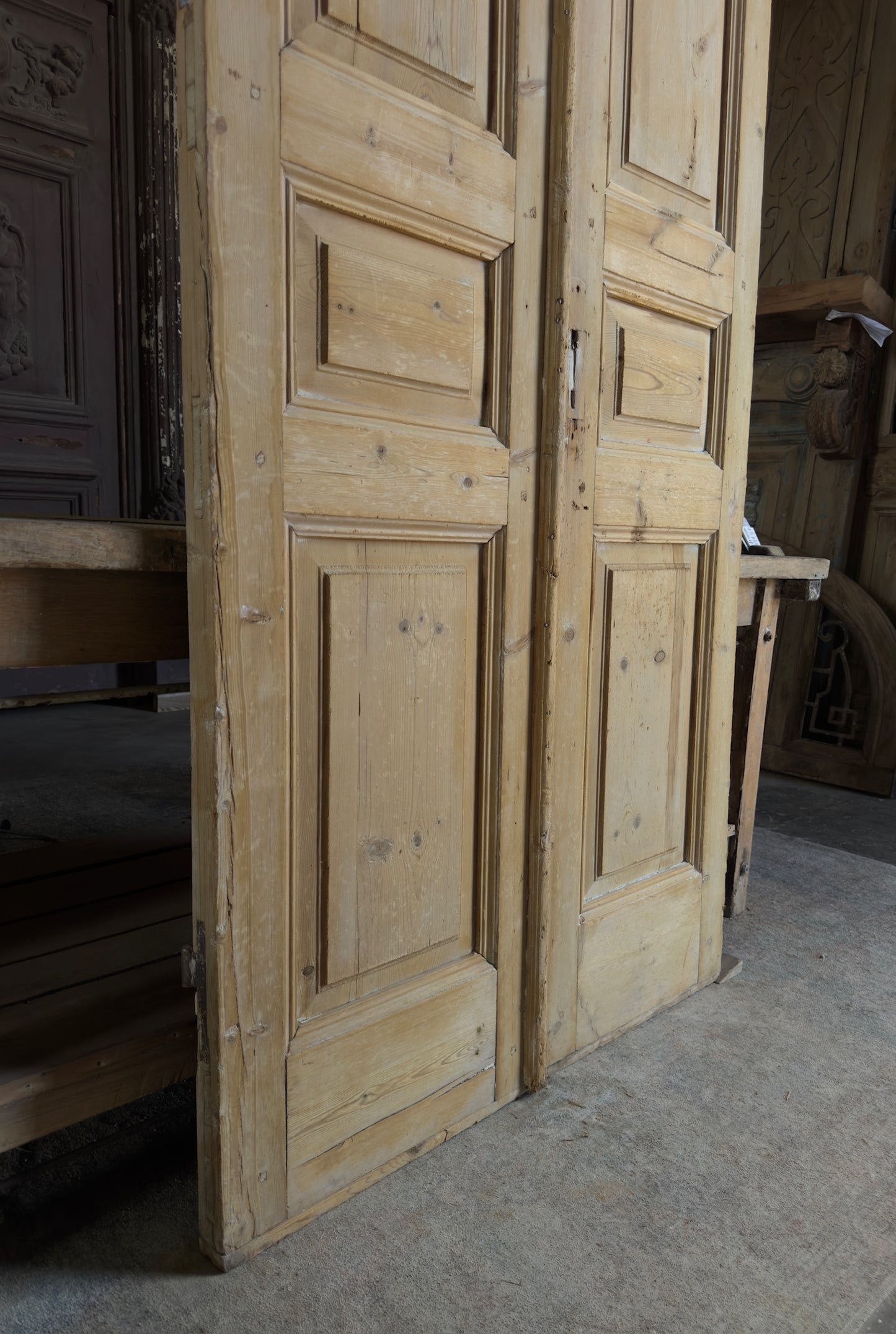 3 Panel Antique Solid French Doors - 40x95.5 K396