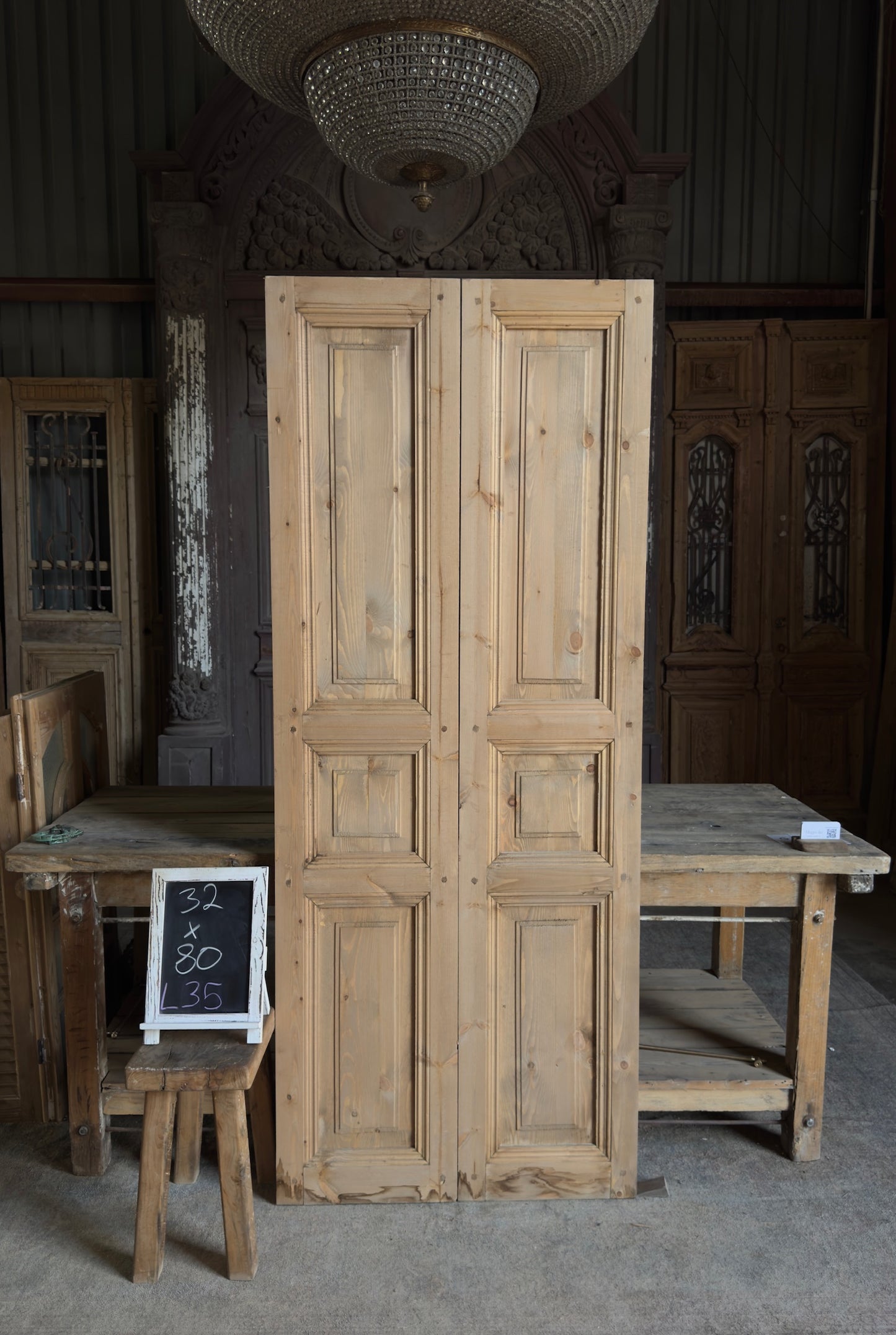 Handcrafted 3 Panel Solid French Doors - 32x80 L35