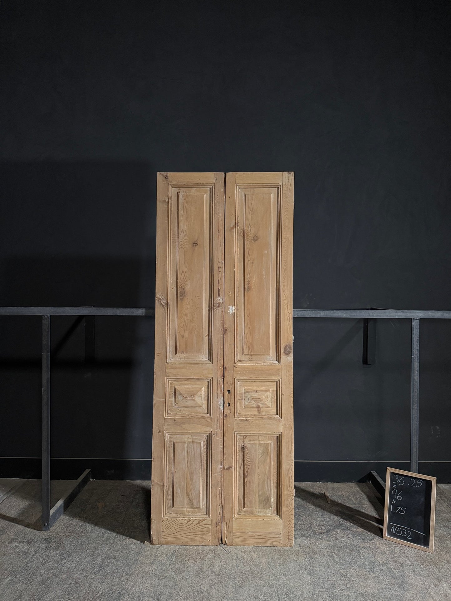 Antique 3 Panel Solid Double Doors - 36.25x96 - N532
