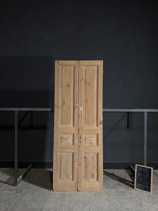 Antique 3 Panel Solid Double Doors - 36.25x96 - N532