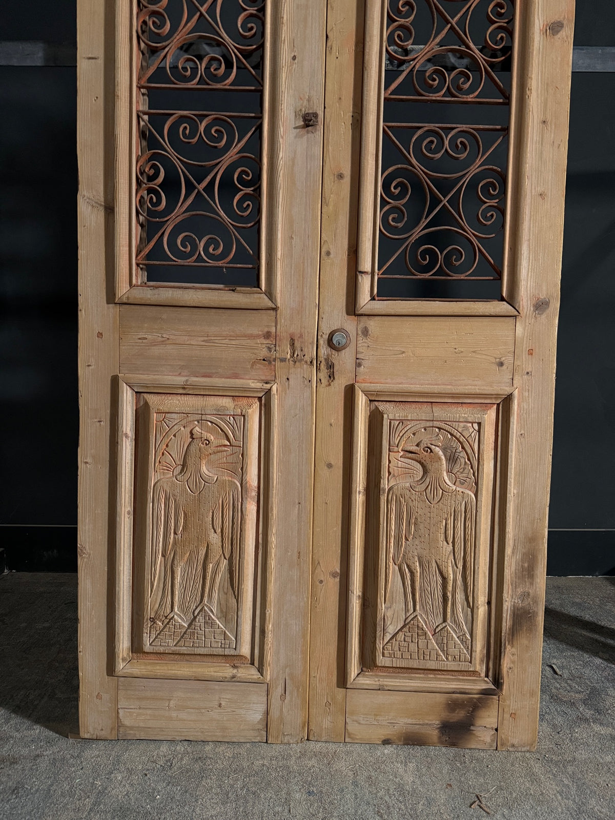 Antique Carved Iron French Doors - 39.75x88.5 - N505