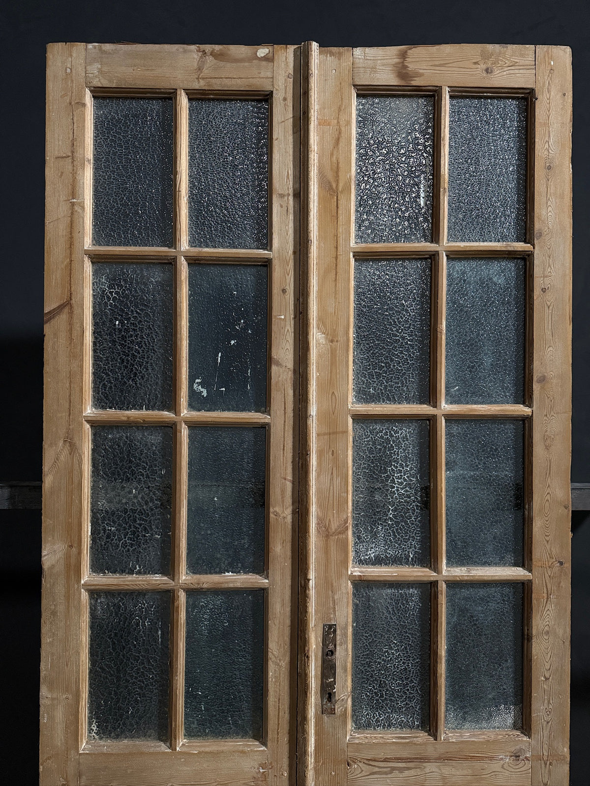Antique Textured Glass Raised Panel French Doors - 42x95.5 - N768
