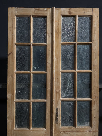 Antique Textured Glass Raised Panel French Doors - 42x95.5 - N768