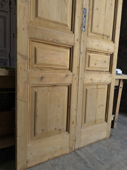 3 Panel Antique Solid French Doors - 44.75x100.25 J346