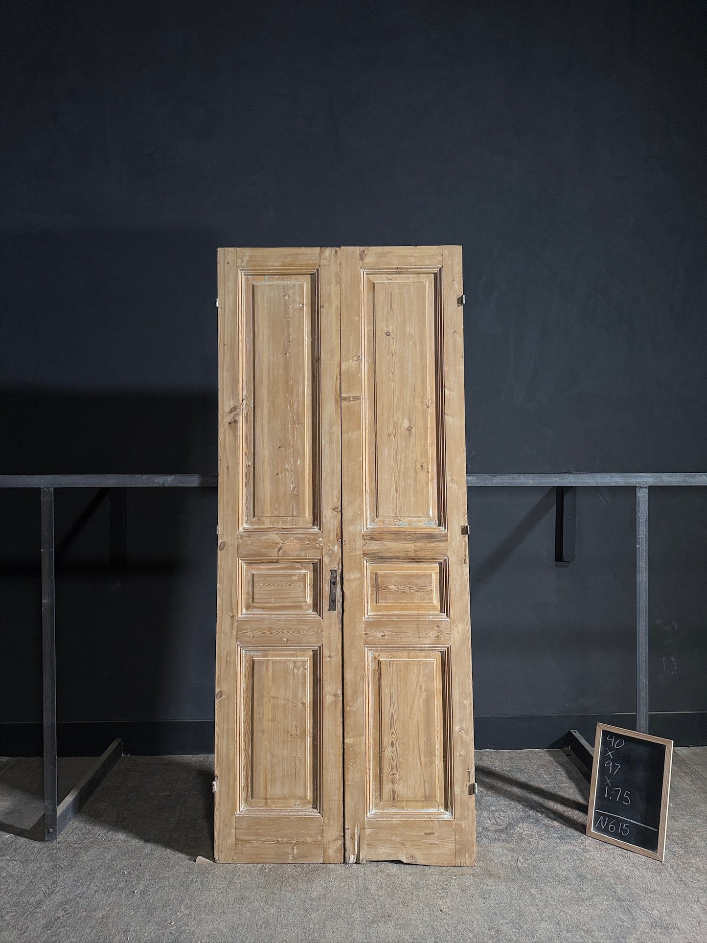 Antique 3 Panel Solid Double Doors - 40x97 - N615