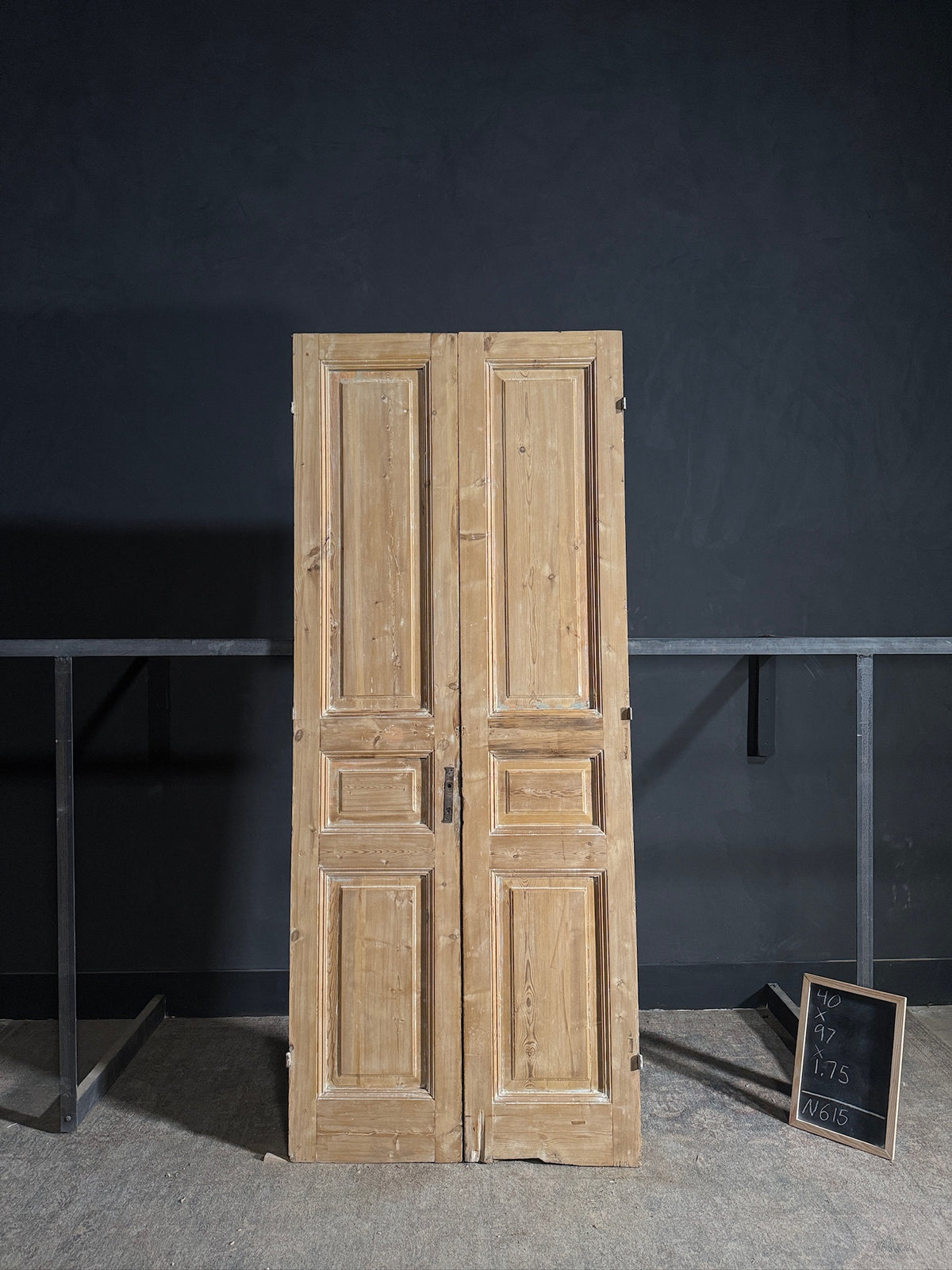 Antique 3 Panel Solid Double Doors - 40x97 - N615