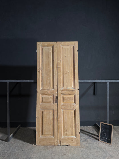 Antique 3 Panel Solid Double Doors - 40x97 - N615