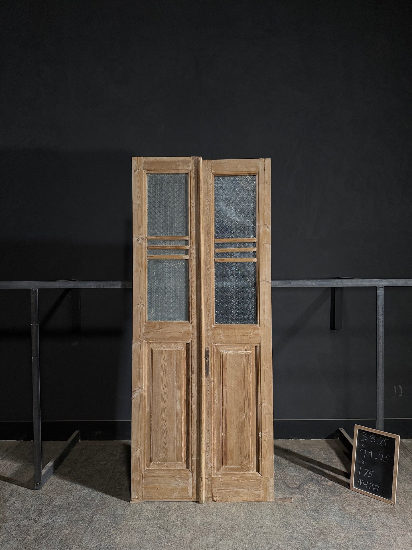 Antique Obscured Glass 2 Lite French Doors - 38.75x94.25 - N478