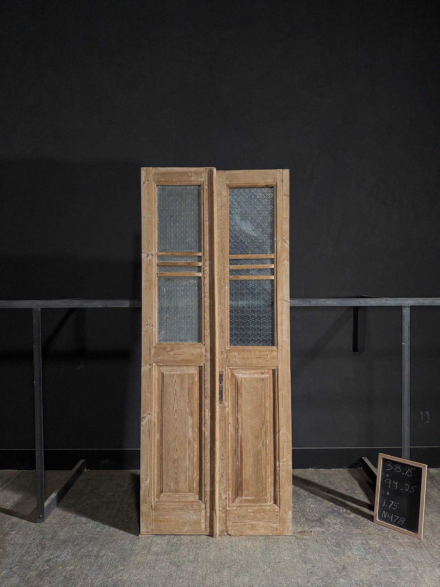 Antique Obscured Glass 2 Lite French Doors - 38.75x94.25 - N478