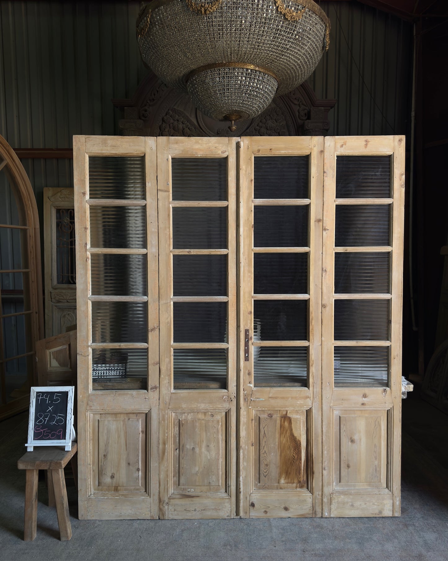 Antique Bi-Fold French Glass Doors - 74.5x87.25 J509