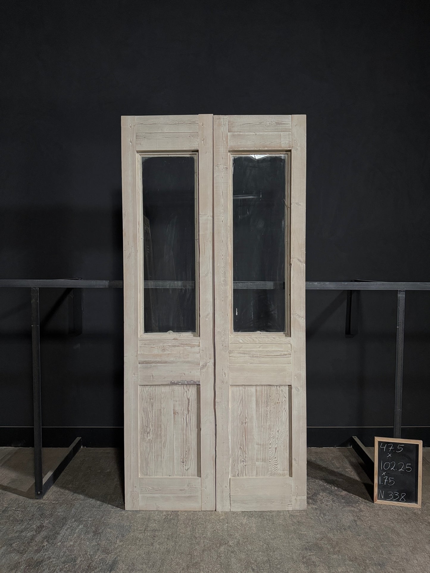 Antique Carved 1 Lite French Doors - 47.5x102.25 - N338